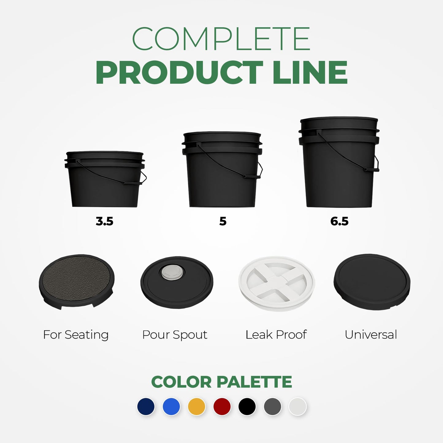 EconoHome 5-Gallon Black Bucket Pail Container with Lid | Metal Handles with Plastic Grip | Easy Stack and Store | Heavy-Duty, Approx 90 MIL, Extra Durable | Food Grade | BPA Free - 1 Pack