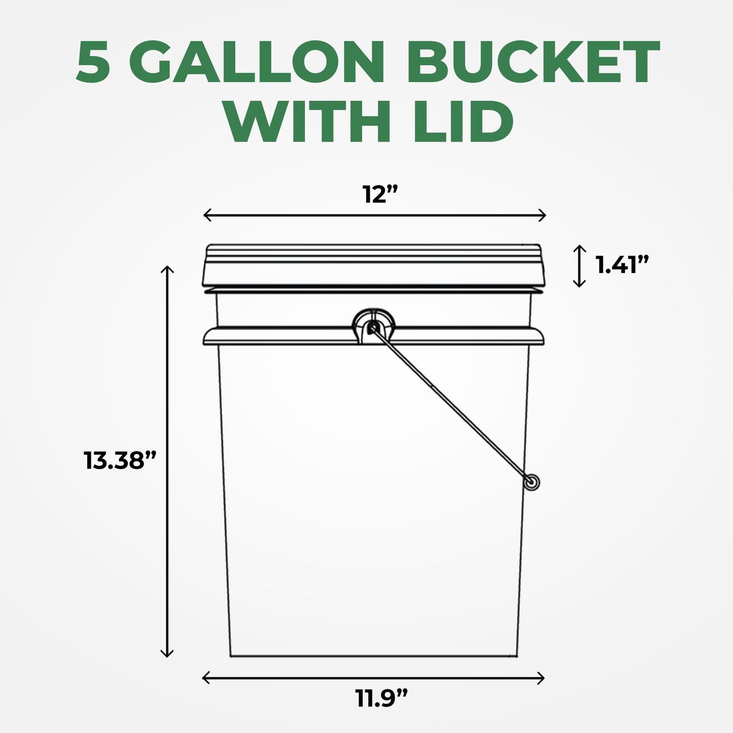 EconoHome 5-Gallon Black Bucket Pail Container with Lid | Metal Handles with Plastic Grip | Easy Stack and Store | Heavy-Duty, Approx 90 MIL, Extra Durable | Food Grade | BPA Free - 1 Pack