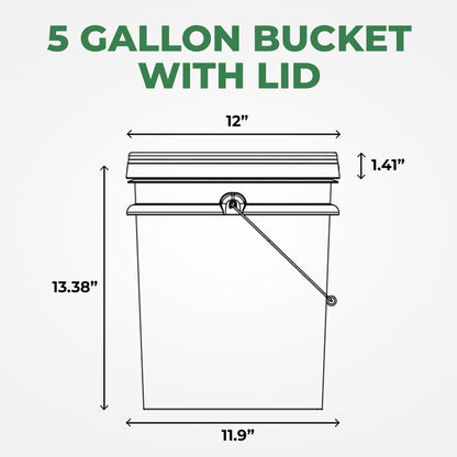 EconoHome 5-Gallon Black Bucket Pail Container with Lid | Metal Handles with Plastic Grip | Easy Stack and Store | Heavy-Duty, Approx 90 MIL, Extra Durable | Food Grade | BPA Free - 1 Pack