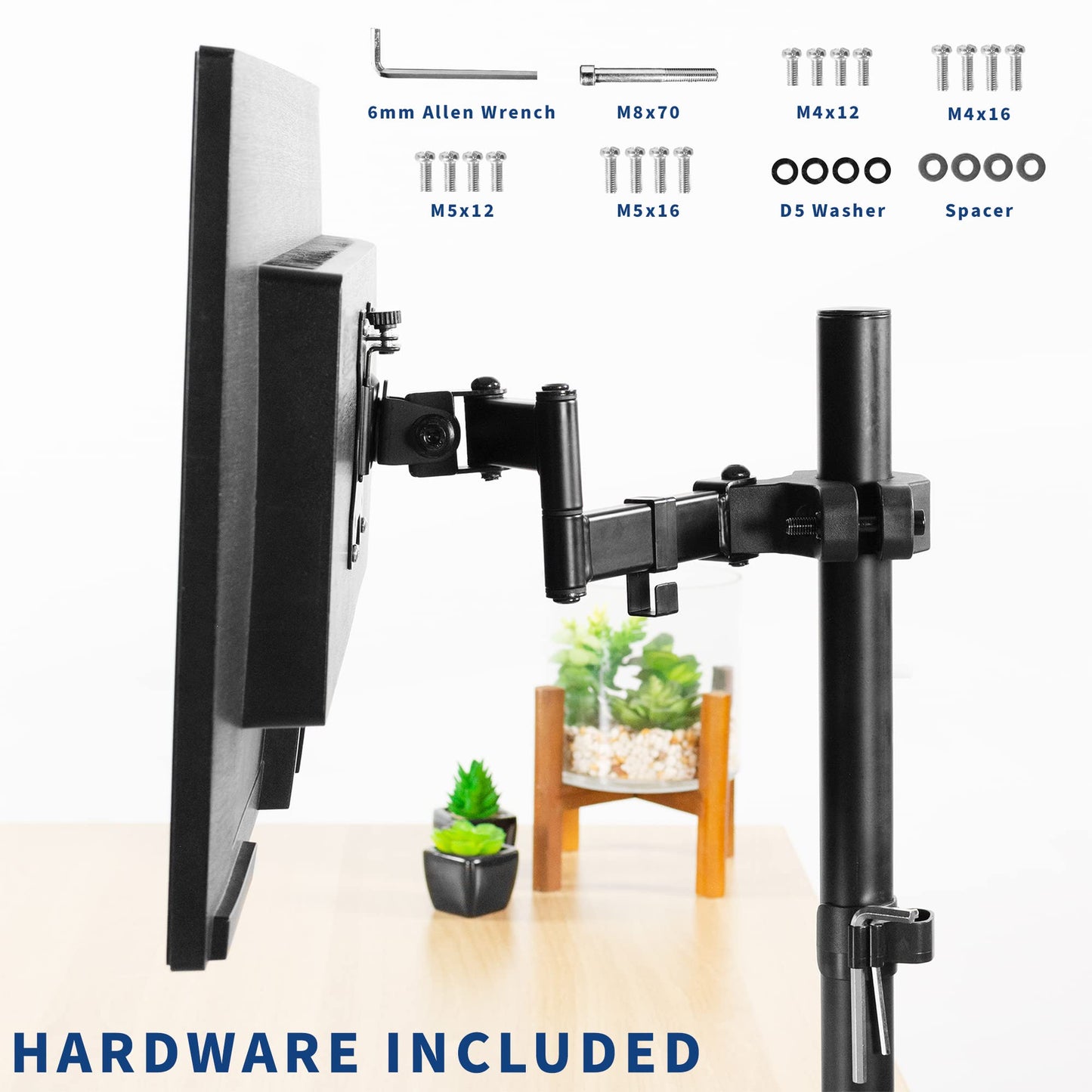 VIVO Black Pole Mount Monitor Arm for 17 to 32 in Screen, MOUNT-POLE01A