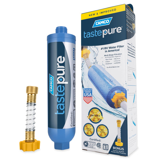 Camco Tastepure RV Water Filter - GAC & KDF Filtration - Made in the USA