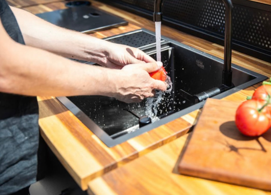 Backyard Banger built-in sink detail